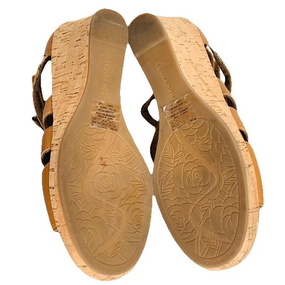 ROCKPORT Briah Gladiator Wedge Sandal Women 7M Dark Tan Leather Strap BX1984 EUC - Picture 6 of 7